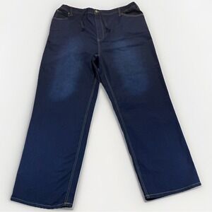 King Size Men's Blue Denim Elastic Waist Drawstring Utility Jeans Size 2XL BIG
